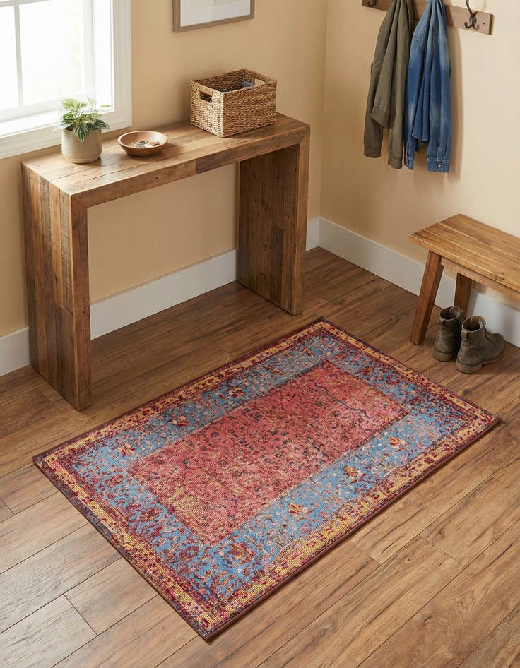 Detail image of 2' x 3' 1  Washable Traditional Indoor / Outdoor Rug