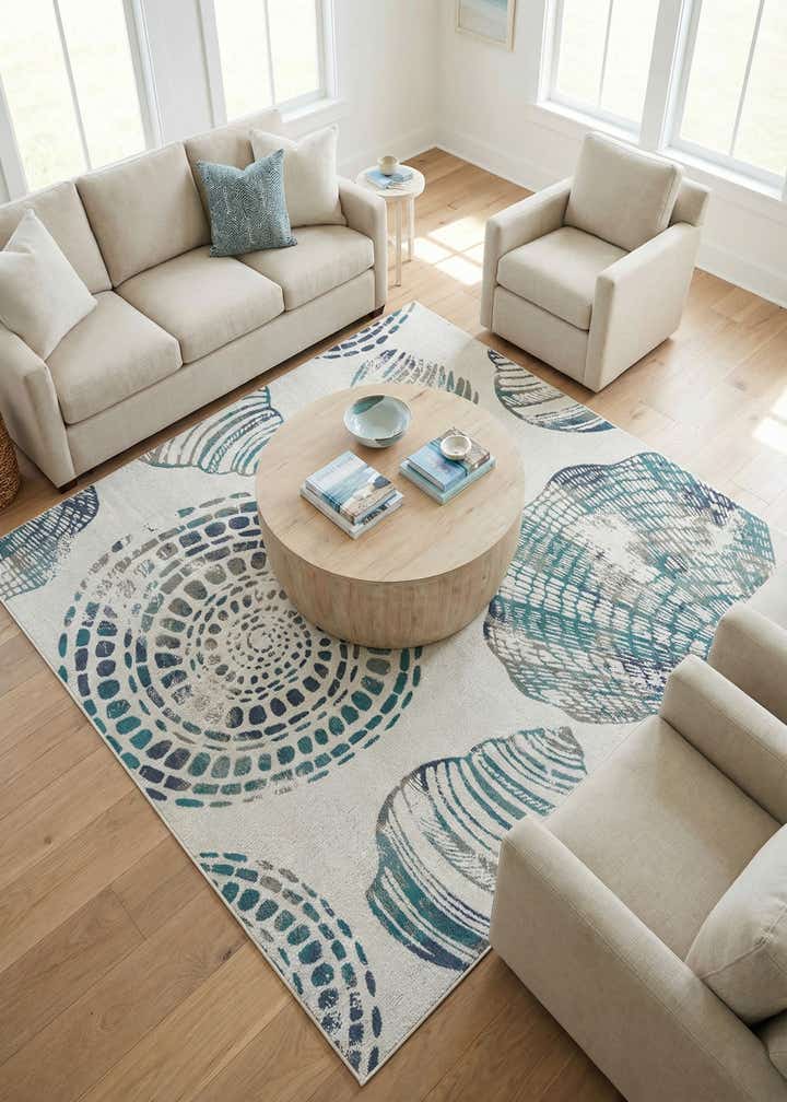 7' 10 x 7' 10 Easy-Clean Coastal Indoor / Outdoor Square Rug