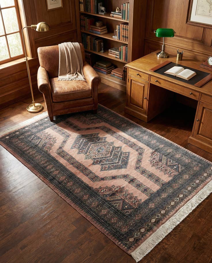 Detail image of 4' 2 x 6' 6 Hand Knotted Bokhara Oriental Wool Rug