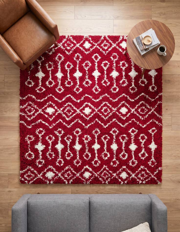 Detail image of 6' x 6' Moroccan Trellis Shag Square Rug
