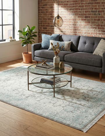 Light Blue New Vintage Rug