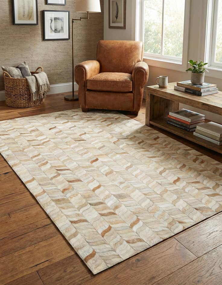 Detail image of 3' 11 x 6' Cowhide Stocks Rug