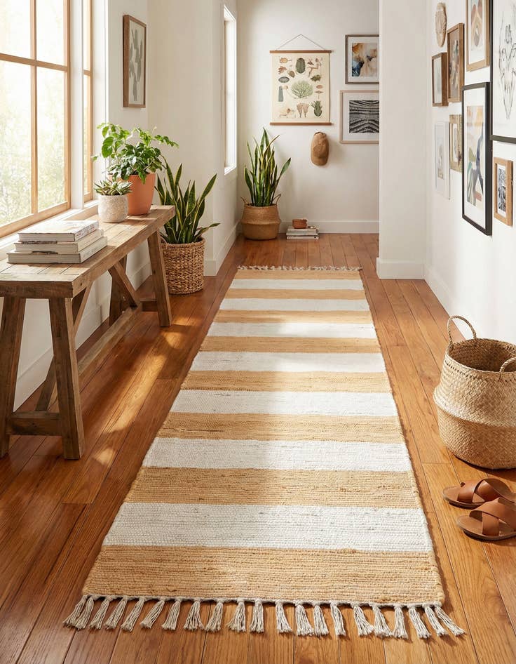 Detail image of 2' 2 x 8'  Hand Woven Chindi Rag Runner Rug