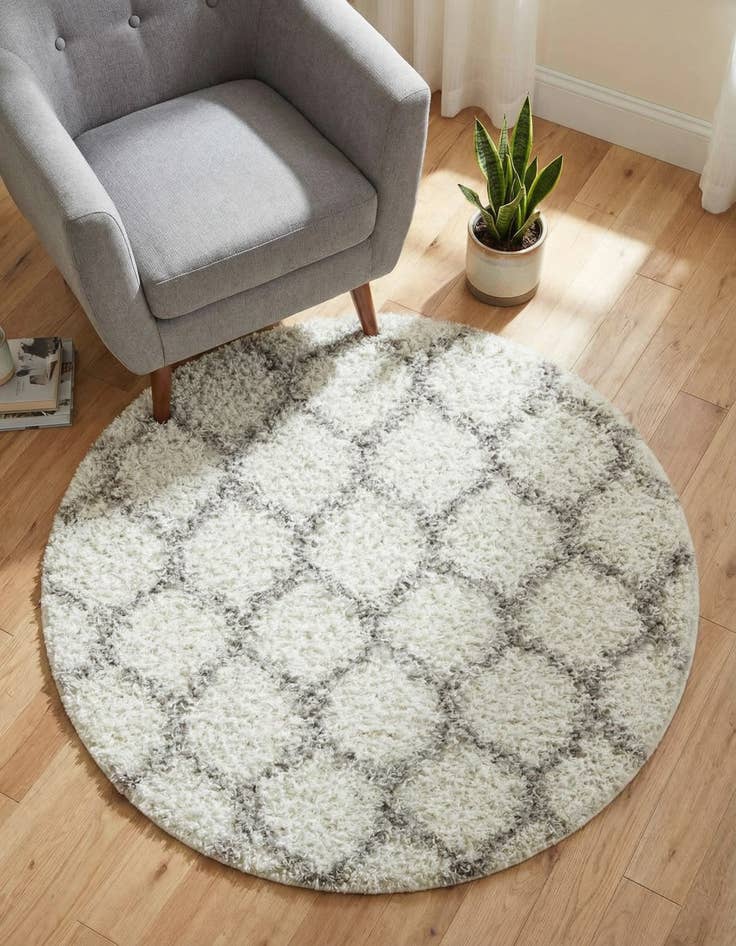 Detail image of 3' 3 x 3' 3 Trellis Shag Round Rug
