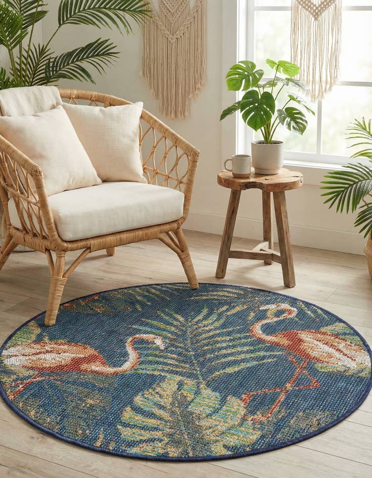 Detail image of 3' 3 x 3' 3 Washable Baja Indoor / Outdoor Round Rug