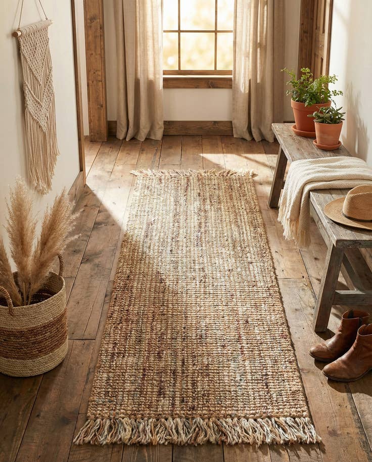 Detail image of 2' x 6' 1 Hand Woven Chunky Jute Runner Rug