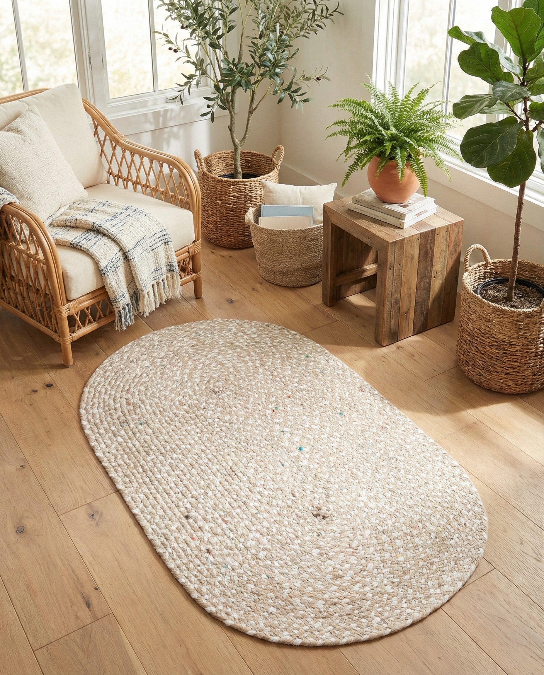 3' 3 x 5' 1 Handmade Braided Chindi Oval Rug