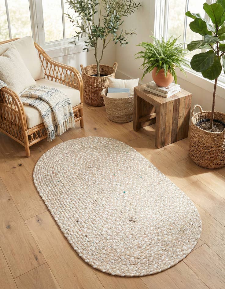 Detail image of 3' 3 x 5' 1  Hand Braided Chindi Oval Rug