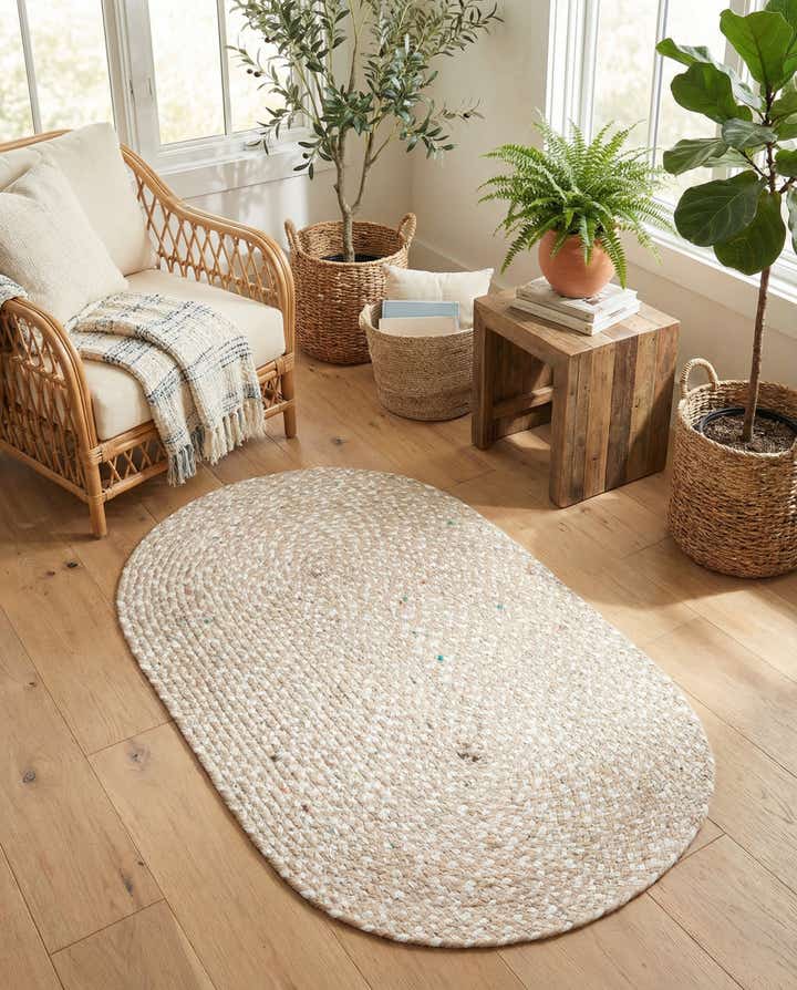 3' 3 x 5' 1 Handmade Braided Chindi Oval Rug