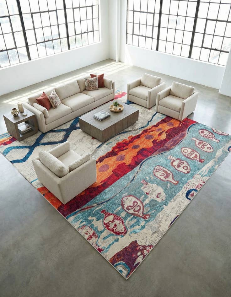 Detail image of 9' 10 x 9' 10  Washable Vivid Square Rug