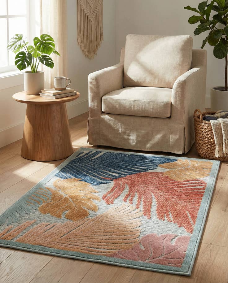 Detail image of 2' 2 x 3' Easy-Clean Botanical Indoor / Outdoor Rug