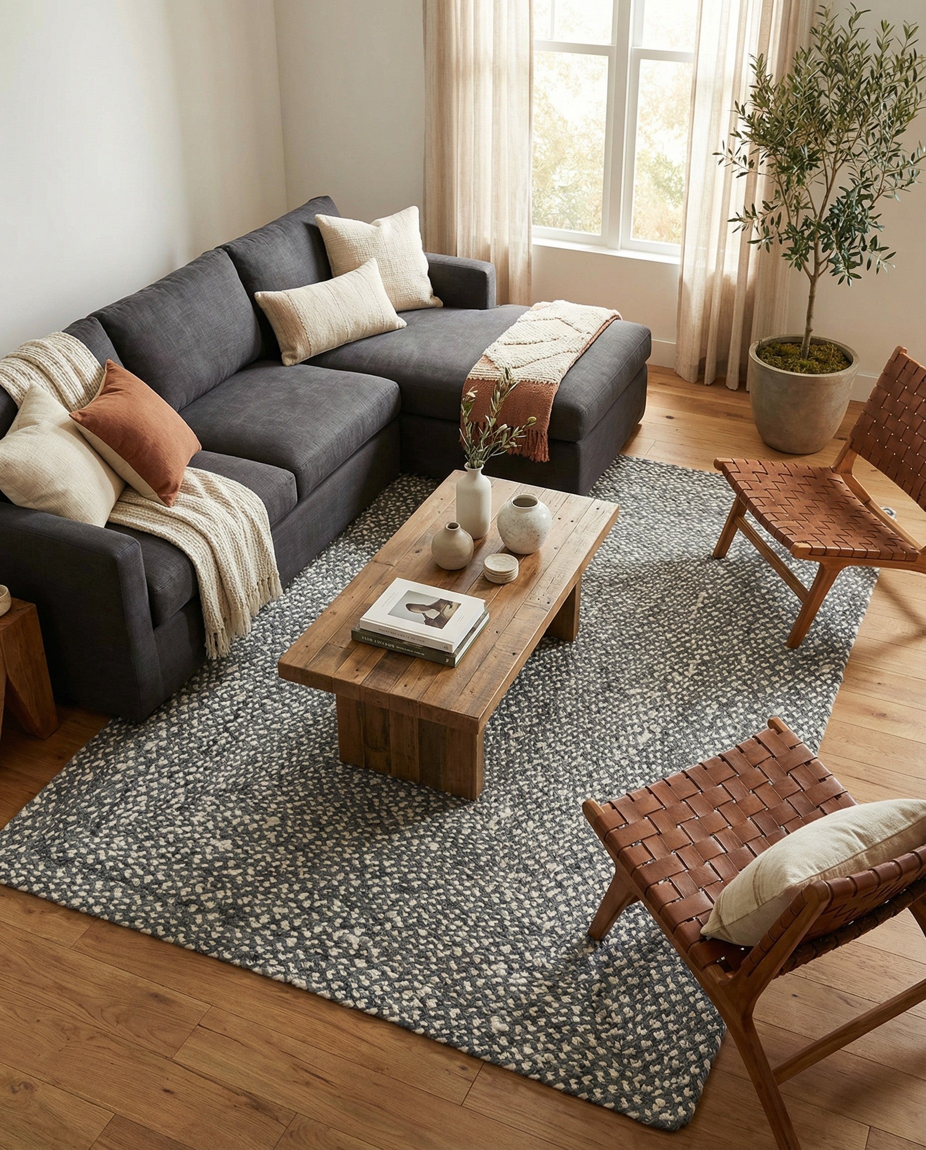 Gray 6' 1 x 9' Hand Braided Chindi Rug | Rugs.com