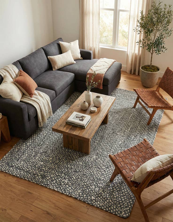 Detail image of 6' 1 x 9'  Hand Braided Chindi Rug