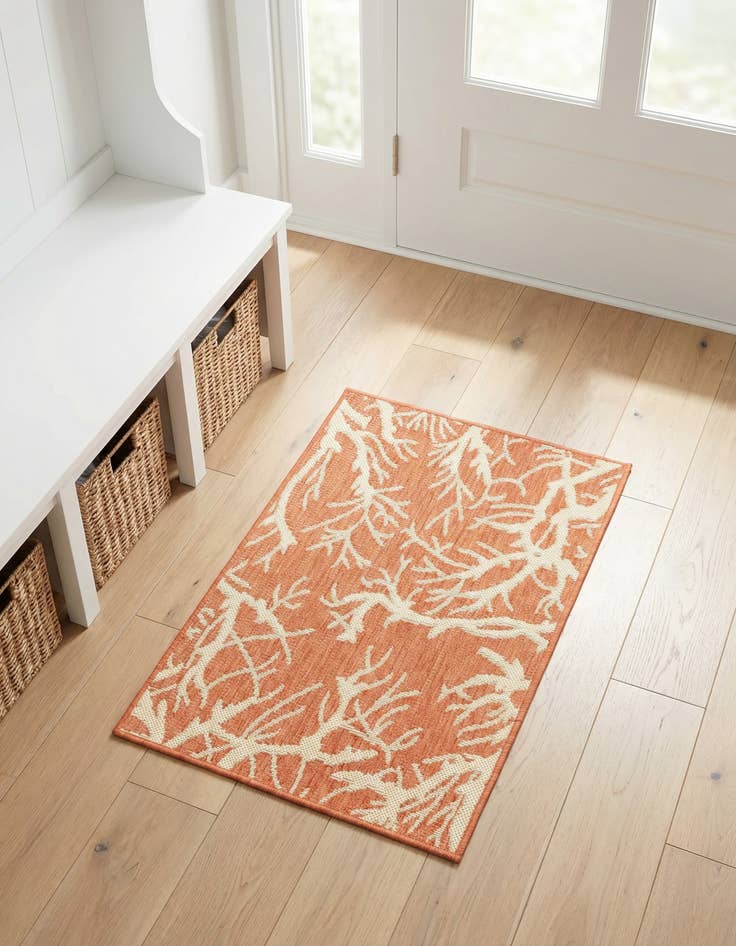 Detail image of 2' x 3' Washable Botanical Indoor / Outdoor Rug