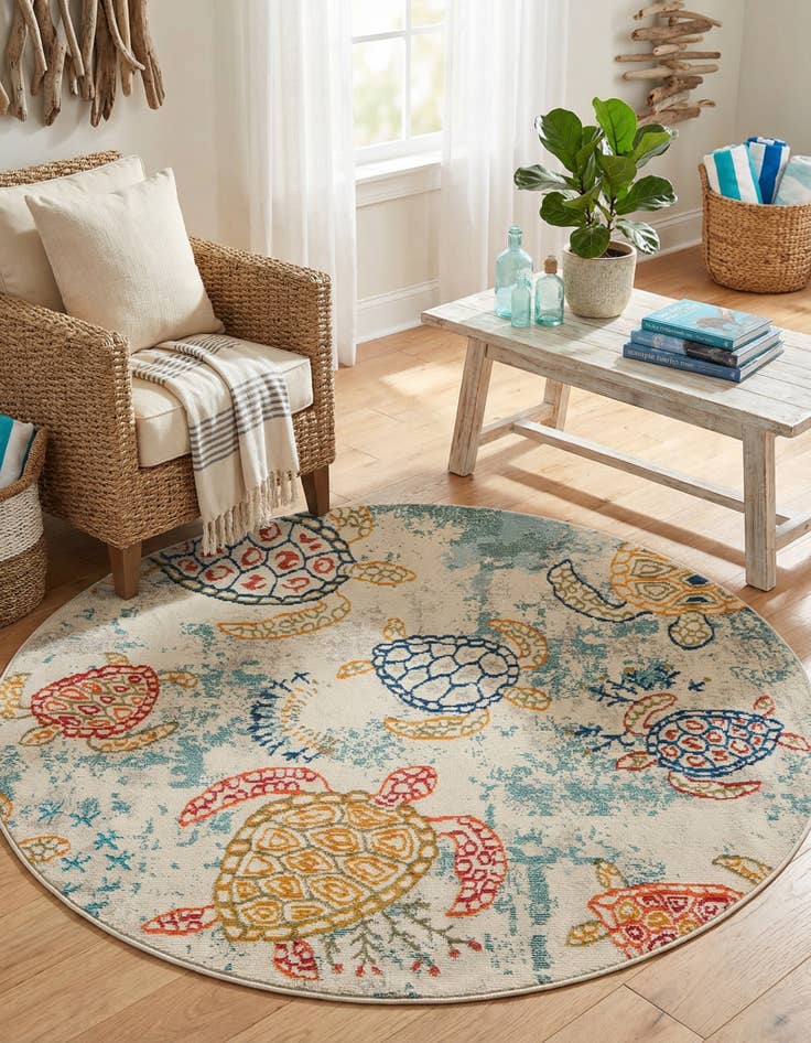 Detail image of 6' 1 x 6' 1 Washable Amalfi Round Rug