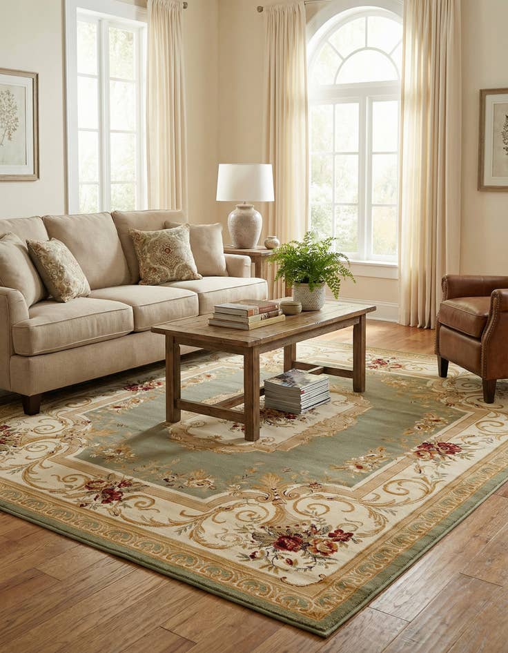 Detail image of 10' x 10' Classic Aubusson Square Rug