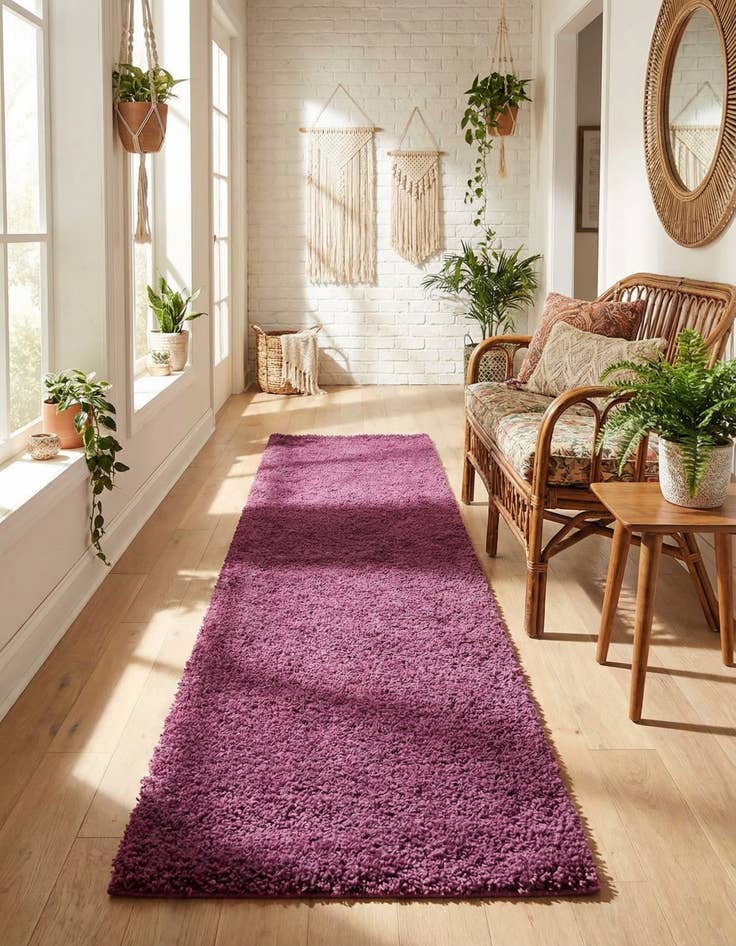 Detail image of 2' 7 x 10' Solid Shag Runner Rug