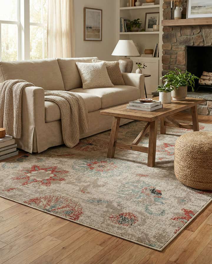 5' x 8' Easy-Clean Botanical Indoor / Outdoor Rug