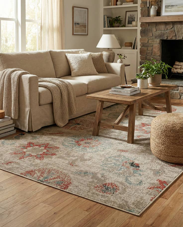Detail image of 5' x 8' Easy-Clean Botanical Indoor / Outdoor Rug