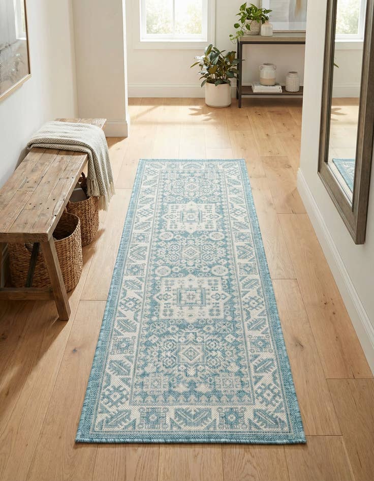 Detail image of 2' x 6' Washable Aztec Indoor / Outdoor Runner Rug