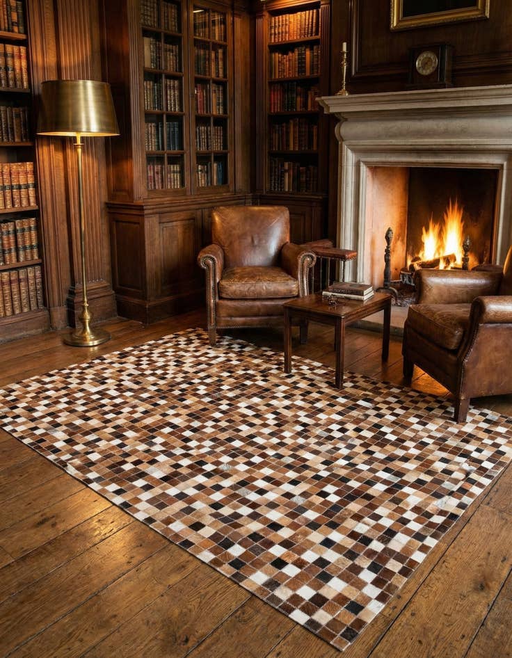 Detail image of 4' 8 x 6' 8 Cowhide Stocks Rug