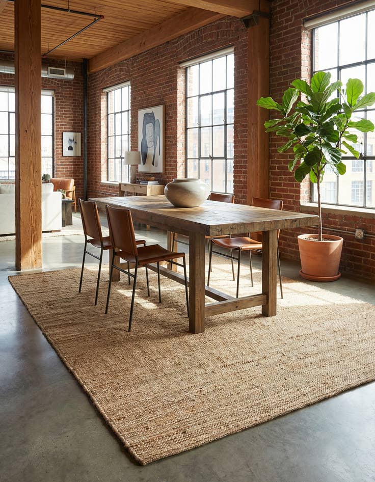 Detail image of 10' x 14' 1  Hand Woven Chunky Jute Rug