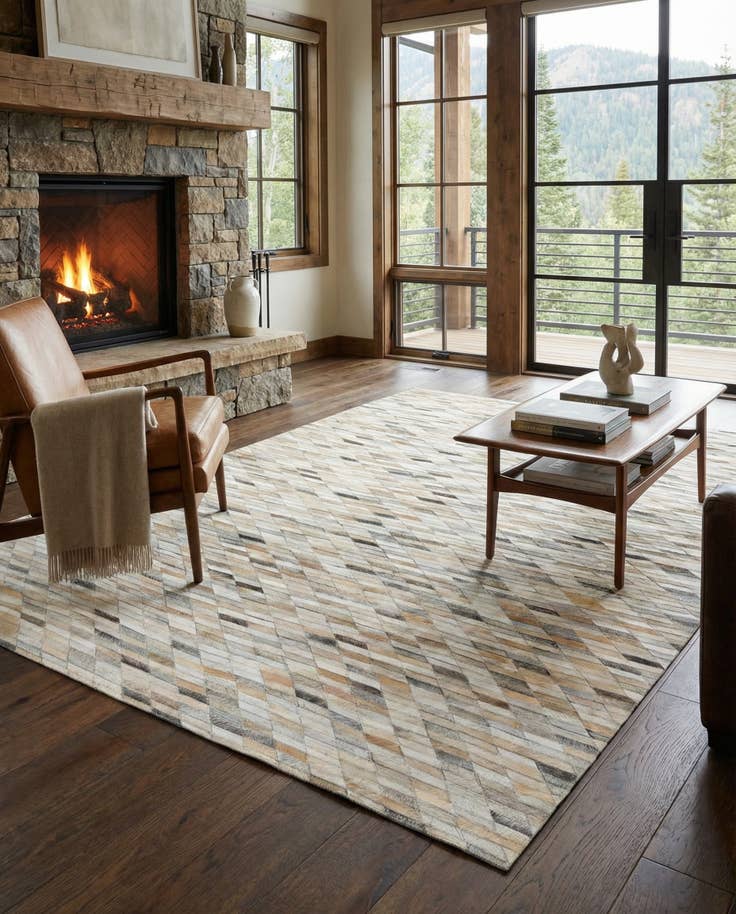 Detail image of 4' 10 x 7' 8 Cowhide Leather Rug