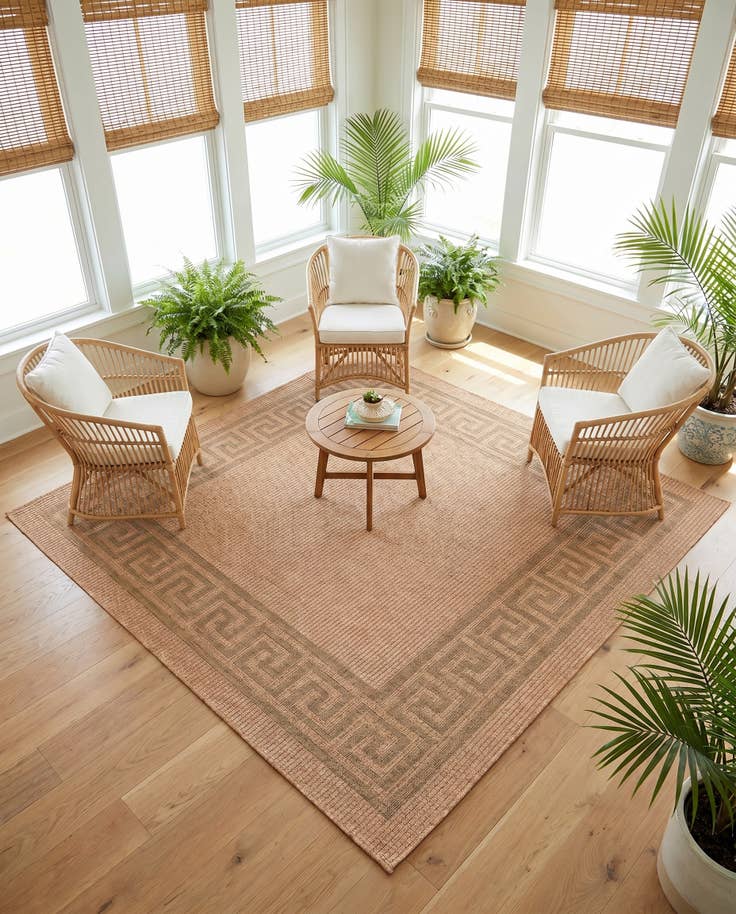 Detail image of 6' x 6' Easy-Clean Border Indoor / Outdoor Square Rug