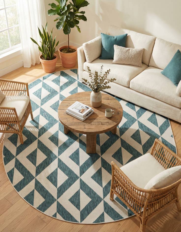 Detail image of 7' 10 x 10'  Washable Jill Zarin Napa Indoor / Outdoor Oval Rug