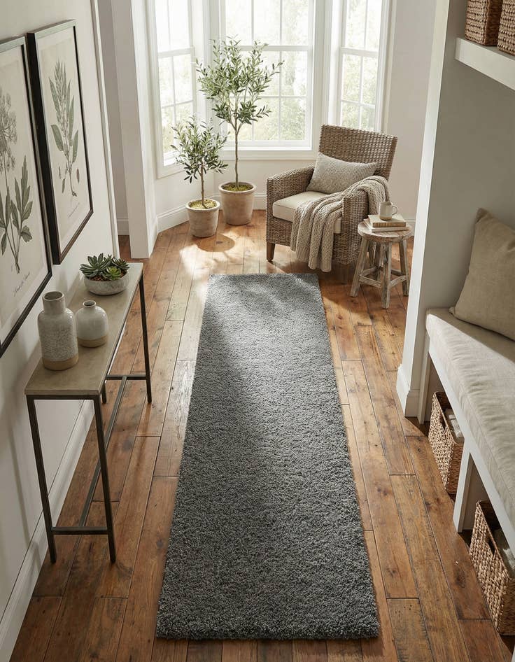 Detail image of 2' 7 x 10' Soft Solid Shag Runner Rug