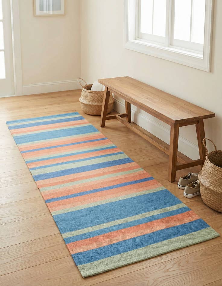 Detail image of 2' x 5' 1 Hand Woven Flatweave Cotton Dhurrie Runner Rug