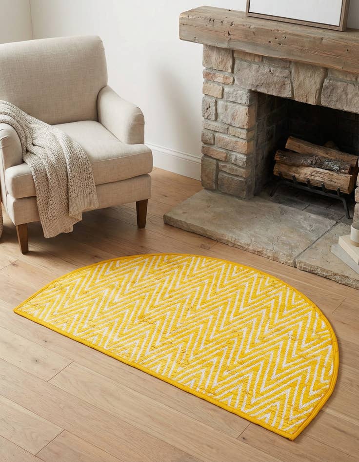 Detail image of 2' 2 x 3' 7  Hand Woven Chindi Chevron Hearth Rug