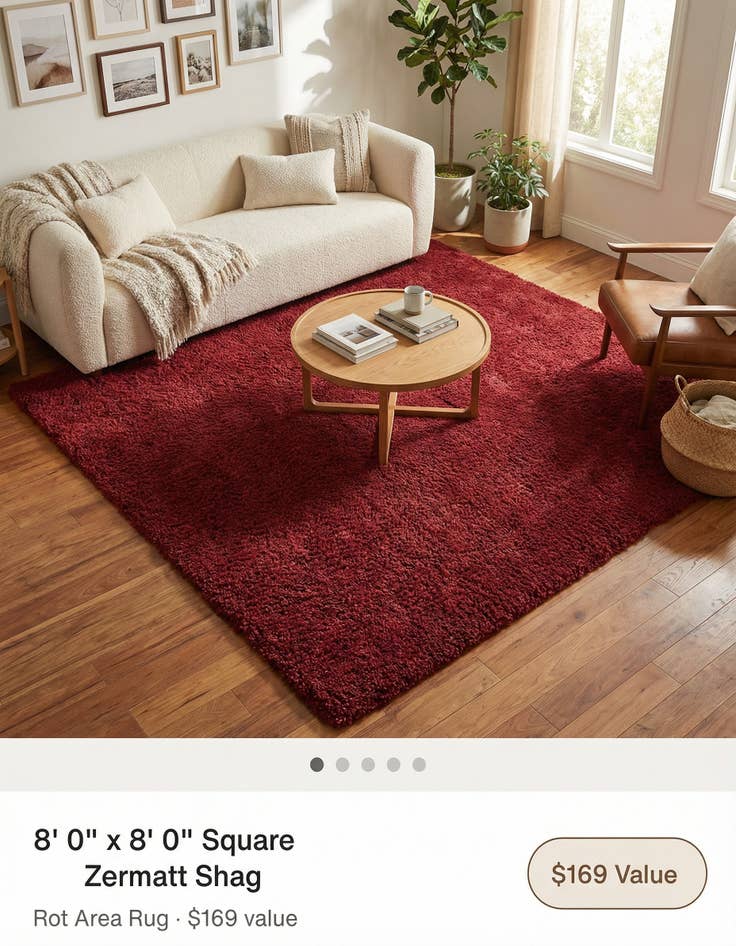 Detail image of 8' x 8' Zermatt Shag Square Rug