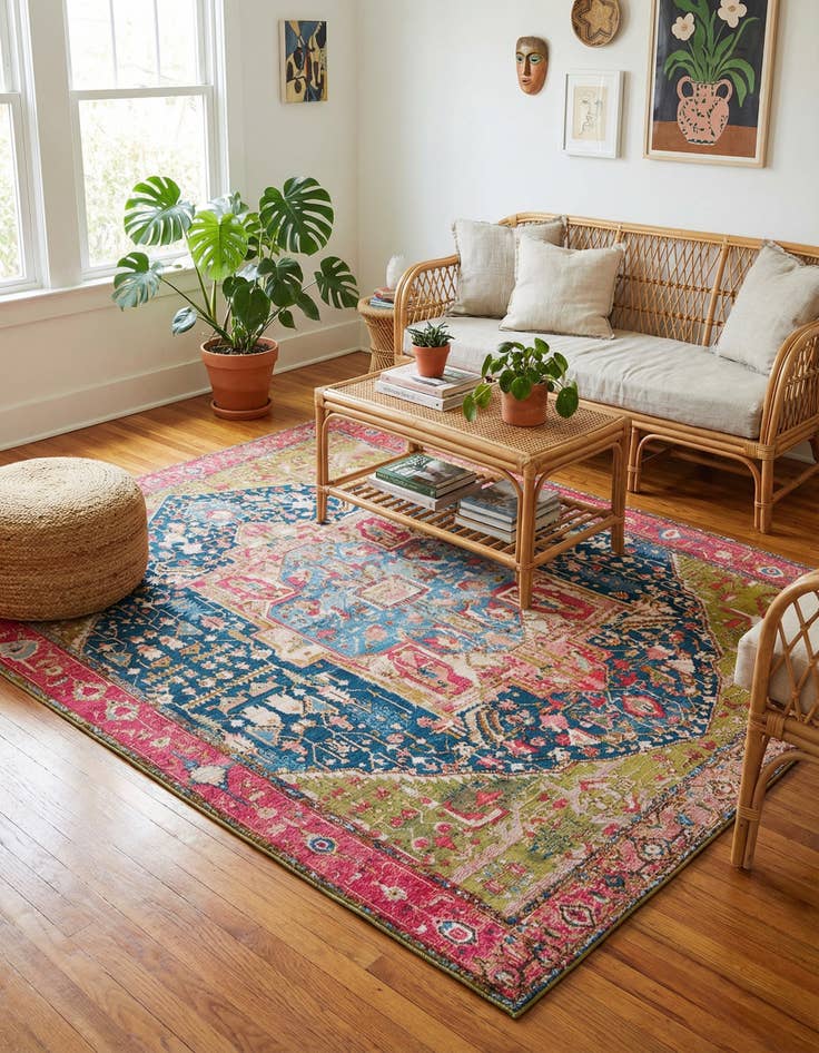 Detail image of 7' 10 x 10' Washable Traditional Indoor / Outdoor Rug
