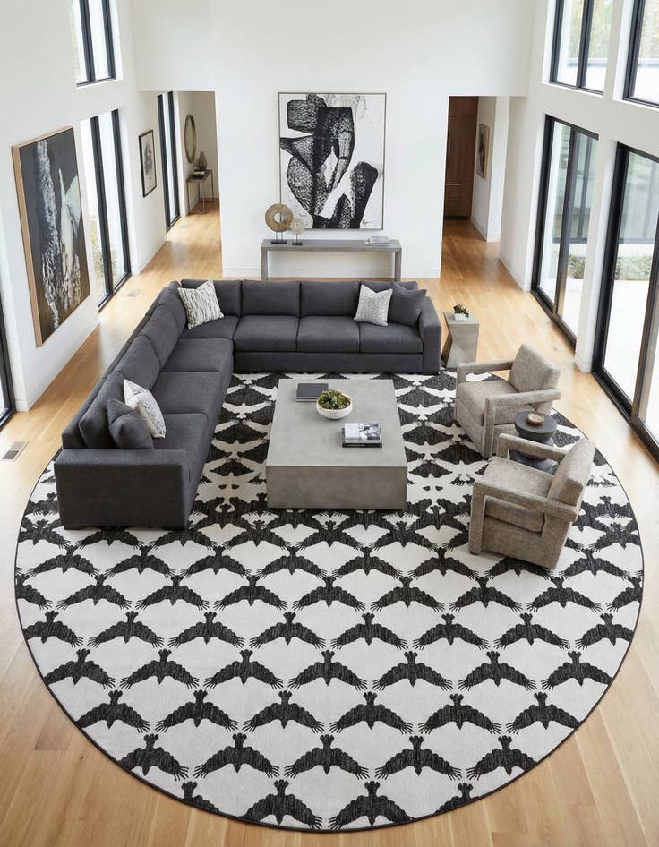 Detail image of 13' x 13' Washable Modern Indoor / Outdoor Round Rug