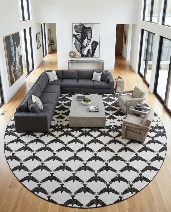 13' x 13' Easy-Clean Modern Indoor / Outdoor Round Rug