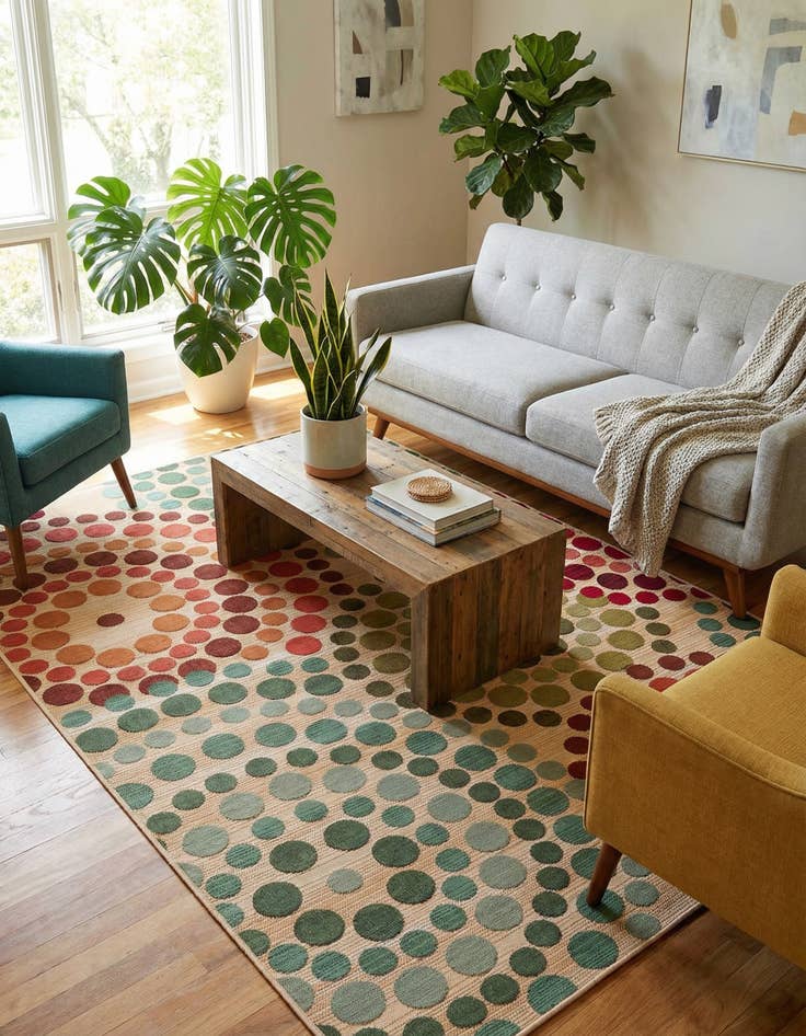 Detail image of 5' 3 x 8' Easy-Clean Modern Indoor / Outdoor Rug