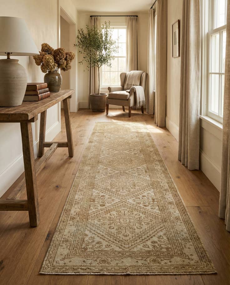 Detail image of 2' 8 x 12' 11 Hand Knotted Oushak Wool Runner Rug