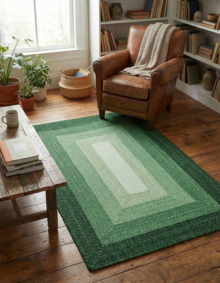 Detail image of 4' 1 x 6' 1 Handmade Hand Braided Wool Rug