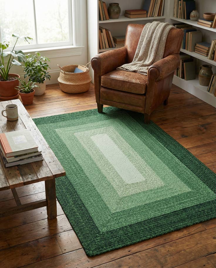 Detail image of 4' 1 x 6' 1 Handmade Hand Braided Wool Rug