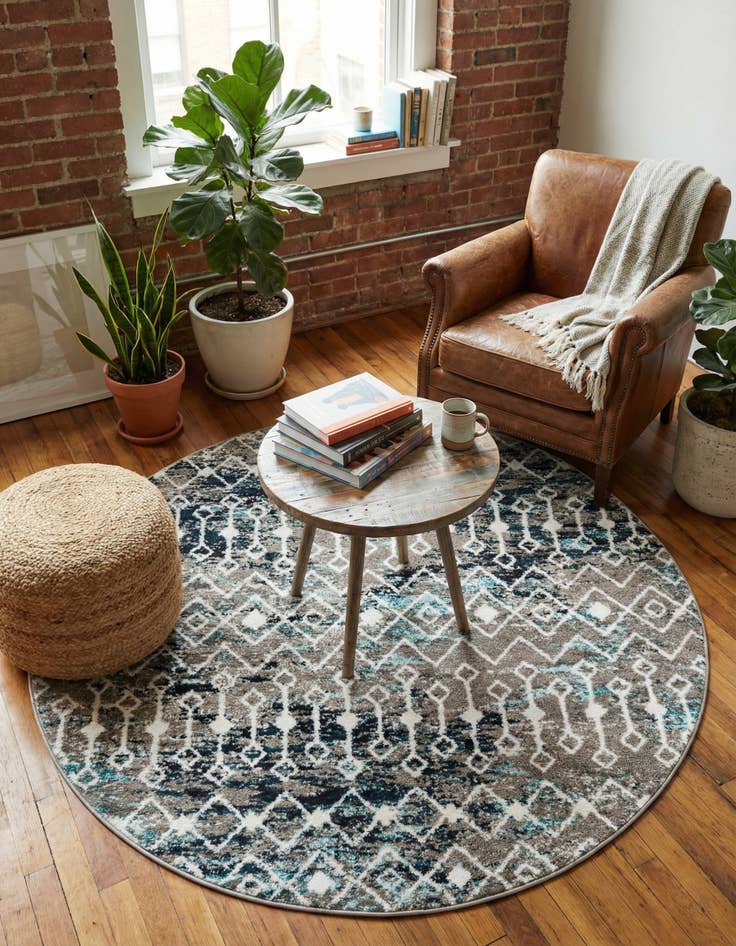 Detail image of 5' 3 x 5' 3 Moroccan Trellis Round Rug