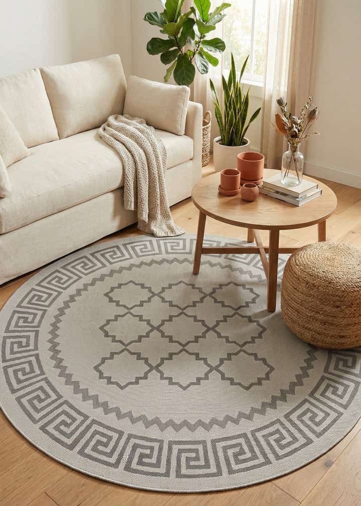 6' x 6' Easy-Clean Trellis Indoor / Outdoor Round Rug