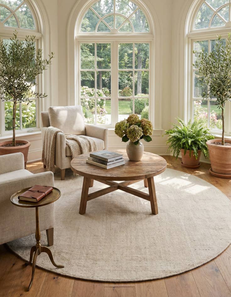 Detail image of 6' 11 x 6' 11  Hand Woven Jill Zarin English Manor Farmhouse Wool Round Rug