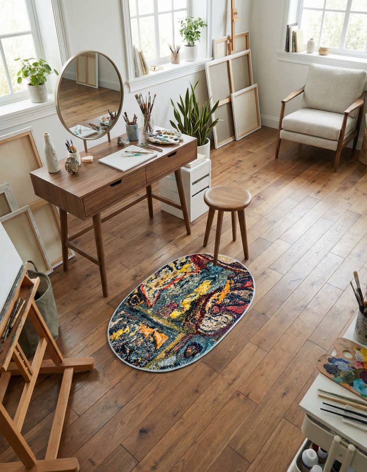 Detail image of 2' 2 x 3' 1 Washable Haerfest Oval Rug