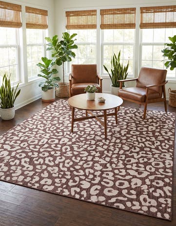 Brown Easy-Clean Safari Indoor / Outdoor Square Rug