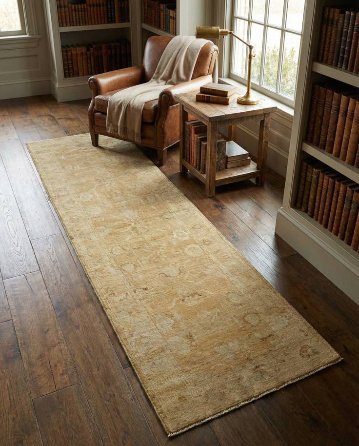 Detail image of 2' 11 x 9' 9 Hand Knotted Oushak Wool Runner Rug