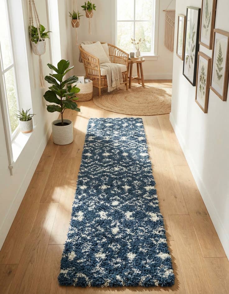 Detail image of 2' x 8' Moroccan Trellis Shag Runner Rug