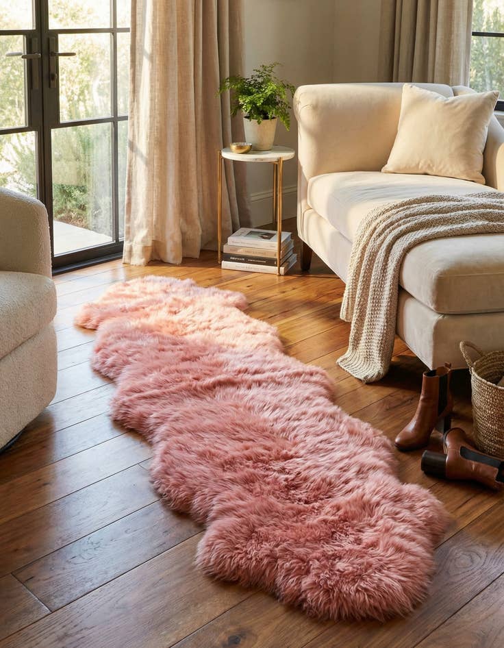 Detail image of 1' 10 x 6' Natural Sheepskin Freeform Rug