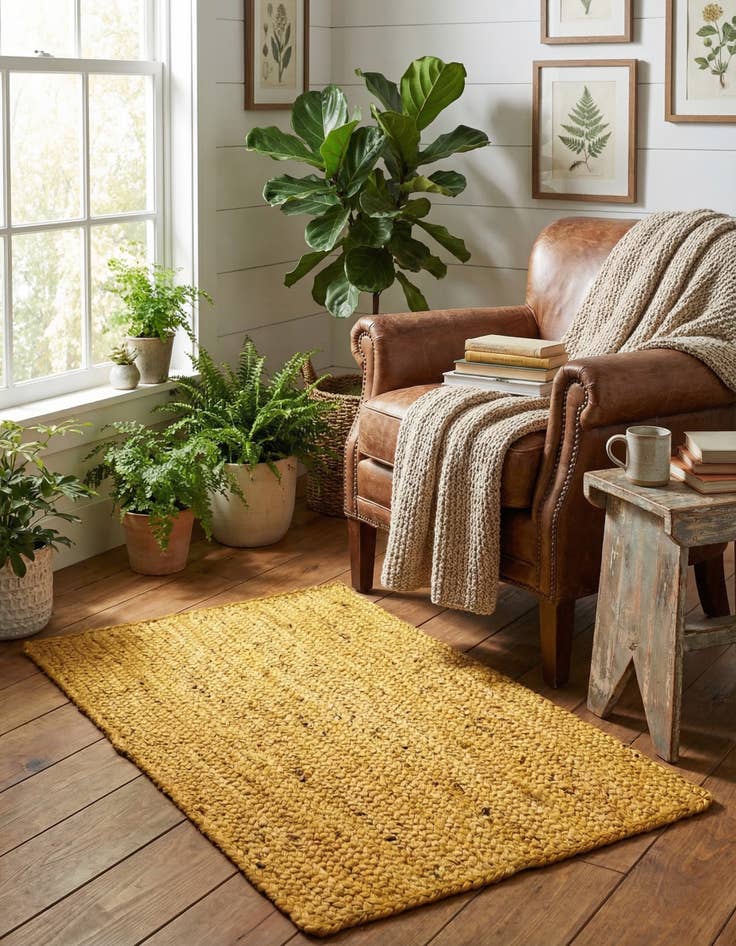 Detail image of 2' x 3' 1  Hand Braided Jute Rug