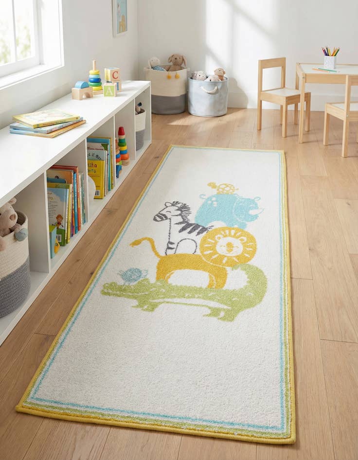 Detail image of 2' 2 x 6' Animals Whimsy Kids Runner Rug